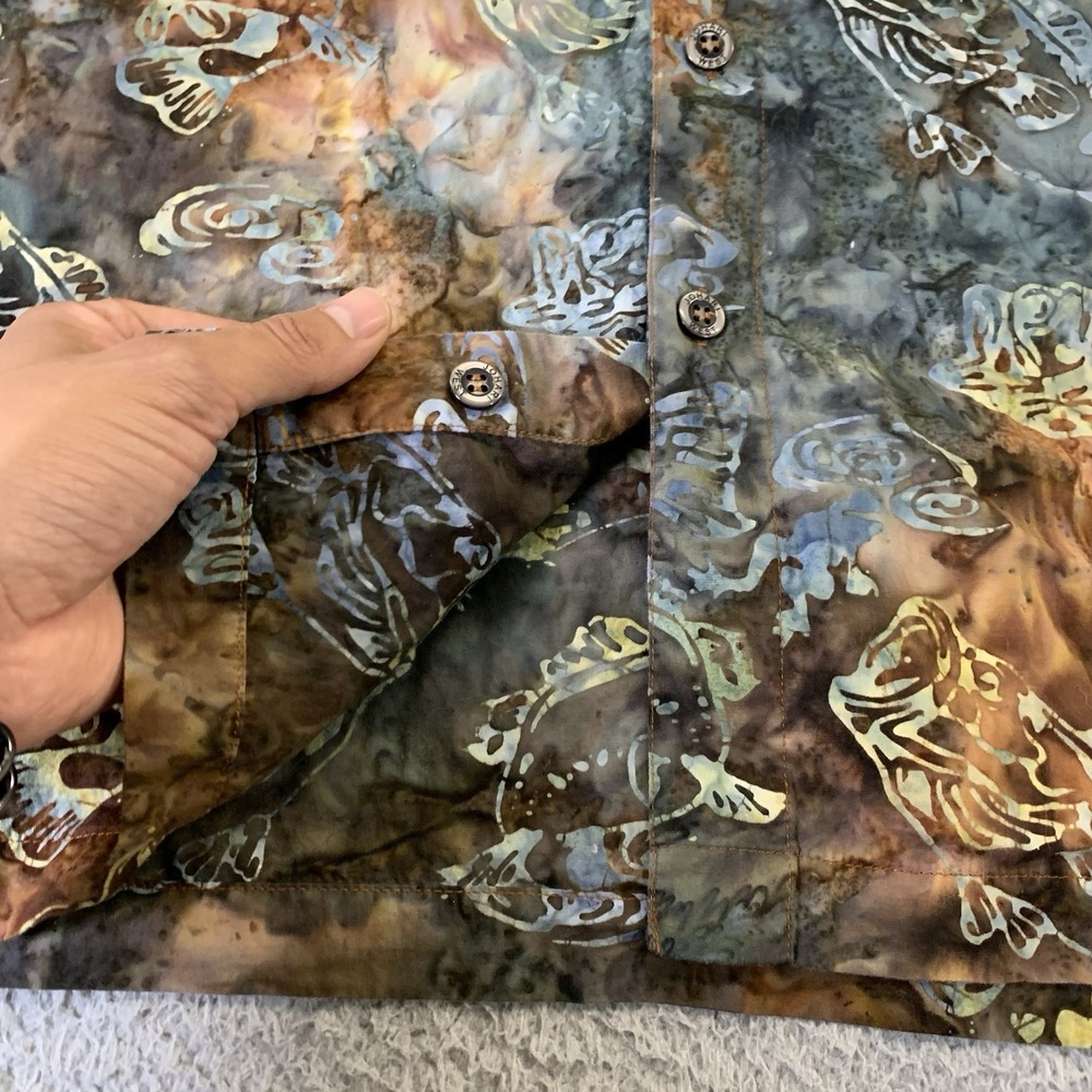 Johari West Shirt Mens XL Button Up Hawaiian Bass Fish All Over Print Pocket - Picture 7 of 9